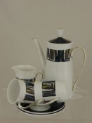 A Part Windsor Troy Coffee Set, comprising coffee pot, milk jug, four cups, four saucers, six cake