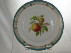 Two Minton Circa 19th Century Hand Painted Cabinet Plates, gilded with decoration of fruit,