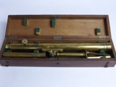 A Brass Library Telescope, in fitted mahogany case.