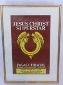 "Jesus Christ Super Star" Poster, Palace Theatre, printed by Echo Press and signed Stage Show '70 to