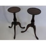 A Pair of Georgian Mahogany Candle Stands, approx 70 cms h.