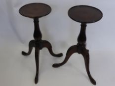 A Pair of Georgian Mahogany Candle Stands, approx 70 cms h.