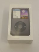 An Apple Black Ipod Classic 160 GB, unopened and unused.