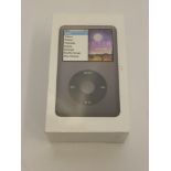 An Apple Black Ipod Classic 160 GB, unopened and unused.