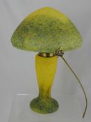 An Art Nouveau / Deco Style Mushroom form glass table lamp.