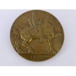 A Brass Centenary Medallion depicting Centenario De La Ratalla de Pichincha dd 24th May, 1822/1922