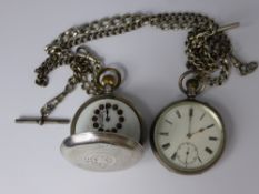 Two Continental Silver Gent's Pocket Watches, one having enamel face, Hebdomas patent with spiral