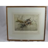 Henry Wilkinson, A Limited Edition Hand Coloured Etching depicting terriers on the hunt., signed