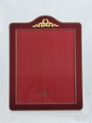 A Maroon Enamel Photo Frame with velvet to back, approx 25 x 33 cms