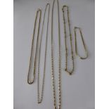 Four Miscellaneous 9 ct Gold Neck Chains, together with bracelet, approx wt 17.5 gms.