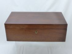 An Antique Mahogany Writing Box with brass carrying handles, approx 43 x 23 x 14 cms.