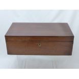 An Antique Mahogany Writing Box with brass carrying handles, approx 43 x 23 x 14 cms.