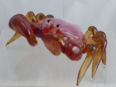 A Murano Glass Figure of a Crab, approx 21 x 16 x 10 cms.