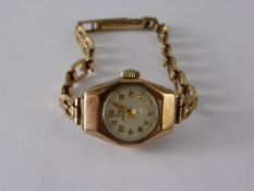 A Lady's 9 ct Gold Vintage Cocktail Watch, the watch having a 9 ct gold bracelet, approx wt