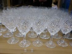 A Collection of Waterford Style Cut Glass, including matching ten red wine glasses, ten white