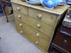 An Antique Pine Chest of Drawers, two short and three long drawers.