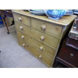 An Antique Pine Chest of Drawers, two short and three long drawers.