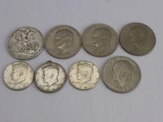 Quantity of Coins, including a Victorian Crown 1896, three Kennedy Liberty Half Dollars and an