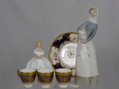 Quantity of Porcelain, including A Lladro Figurine of a Girl, Royal Doulton 'Heather' and three