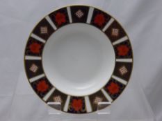 Eight Royal Crown Derby Imari Pattern Soup Plates, pattern no.l A1314, approx 22 cms dia.