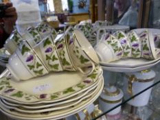 A Part Wedgwood Etruria Tea Set, manufactured for James Powell & Sons, Whitefriars Glass Works E.