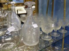 A Collection of Miscellaneous Glass, including ribbed decanter, water jug and six rummers.