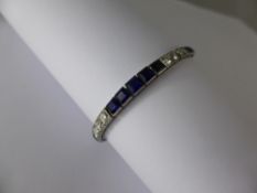 A Lady's Art Deco Style Platinum, Diamond and Sapphire Bracelet, total approx dia wt 94 pts, total