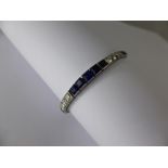 A Lady's Art Deco Style Platinum, Diamond and Sapphire Bracelet, total approx dia wt 94 pts, total