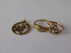 Miscellaneous Jewellery, including 9 ct gold diamond ring, size M, 9 ct Edwardian seed pearl ring,