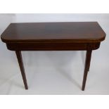 A Mahogany Tea Table, string inlay to front and legs, approx 109 x 91 x 79 cms.