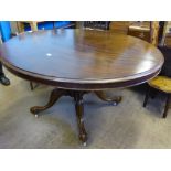 A Mahogany Victorian Breakfast Table, approx 57 x 45 cms, on pedestal base.