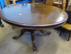 A Mahogany Victorian Breakfast Table, approx 57 x 45 cms, on pedestal base.