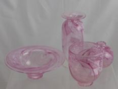 Martin Yeates, Four Pieces of Pink Studio Glass.