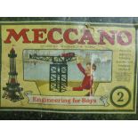 A Box of Vintage Meccano Set 2, together with a carved wooden Solitaire game.