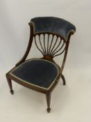 A Mahogany Edwardian Spindle Back Inlaid Nursing Chair.