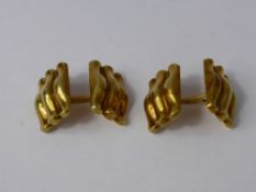 A Pair of Gentleman's 14 ct Yellow Gold Vintage Cuff Links, mm H.B., approx wt 9 gms.