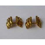 A Pair of Gentleman's 14 ct Yellow Gold Vintage Cuff Links, mm H.B., approx wt 9 gms.