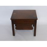 A 19th Century Oak Commode, carved skirt on straight legs, approx 45 x 53 x 45 cms together with a