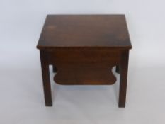 A 19th Century Oak Commode, carved skirt on straight legs, approx 45 x 53 x 45 cms together with a
