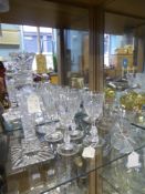 Three Victorian Custard Glasses, circa 1880 together with a cut glass candlestick and six crystal