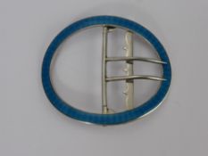 A Vintage Sterling Silver and blue enamel buckle.