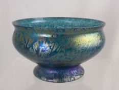 A Royal Buerley Studio Glass Bowl, approx 20 x 13 cms, together with six hand made glass dessert