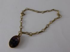 A 9 ct Gold and Blue John Pendant Bracelet, approx 3.8 gms.