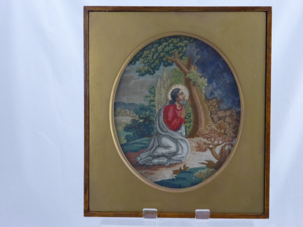 A 19th Century Needlework Tapestry, depicting Christ in the Garden of Gethsemane, approx 29 x 23