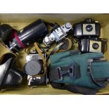A Quantity of Cameras, including Kodak Brownie, two Cannon  AE1, Zenith and lens, together with a