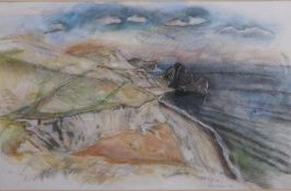 A Mixed Media by Robert Organ, entitled "The Beach at Durdle Door" signed lower right dd 1986,