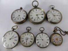 A Collection of Miscellaneous Pocket Watches, including four silver cased gentleman's, two lady's, a