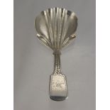 A Solid Silver Georgian Tea Caddy Spoon, Birmingham hallmark dd 1837, mm JC.