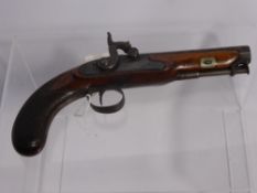 A Drum and Nipple Converted Flint Lock Pistol, by Williams & Powell, Liverpool having stirrup