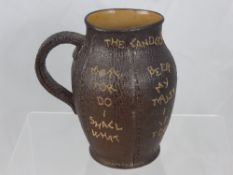 A Late 19th Century Doulton & Slaters Patent 'Leather Jack' Tavern Jug, embossed with a rhyme